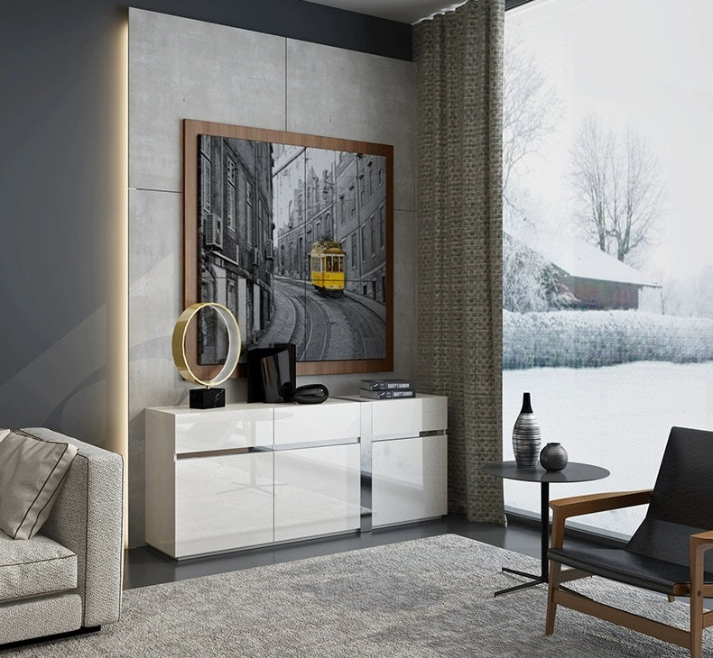 'DUTA' High Gloss White Buffet Table Waitrose Furniture