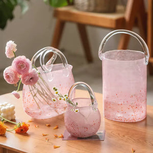 'HANDBAG' Glass Vase - Strawberry Pink
