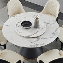 'LUCIA' Round Marble Dining Table with Lazy Susan
