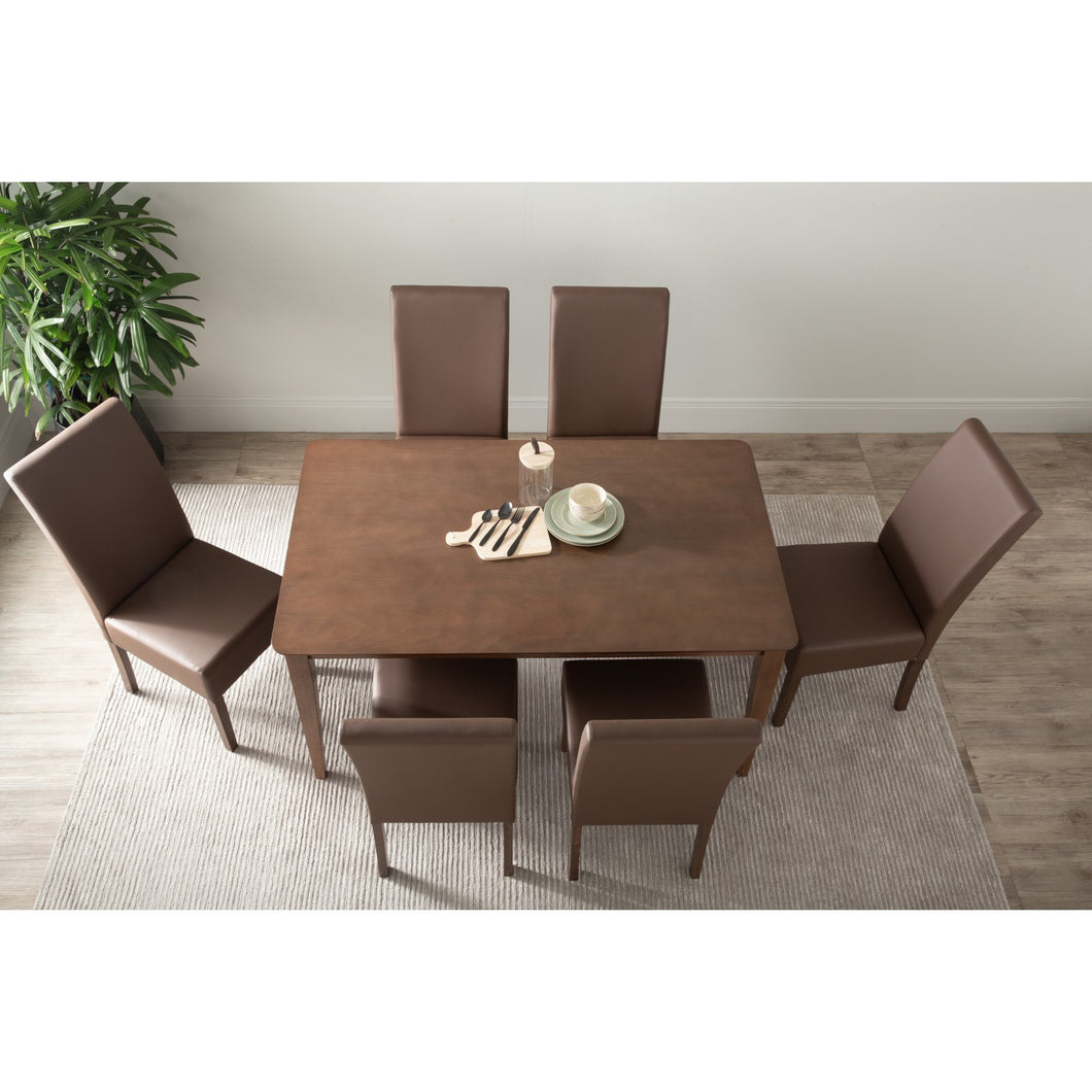 'ALLEGRO' Dining Table + 6x 'MESI' Dining Chair - Cocoa