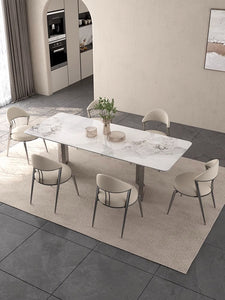 'ACCIAIO' Sintered Stone Top Stainless Steel Base Dining Table