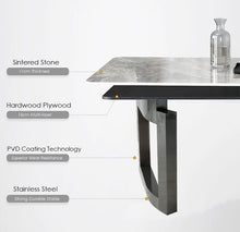 'ACCIAIO' Sintered Stone Top Stainless Steel Base Dining Table