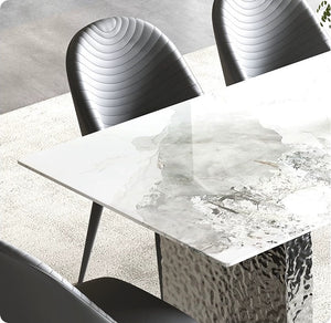 'ACRILICA' Sintered Stone Top Stainless Steel & Acrylic Base Dining Table