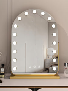 'AMOUR' Arch Curved Vanity Mirror - Hollywood Bulbs