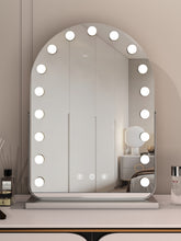 'AMOUR' Arch Curved Vanity Mirror - Hollywood Bulbs