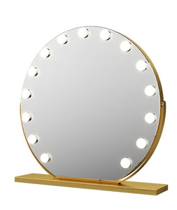 'AMOUR' Round Vanity Mirror - Hollywood Light Bulbs