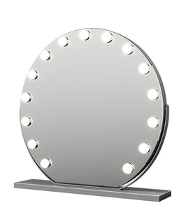 'AMOUR' Round Vanity Mirror - Hollywood Light Bulbs