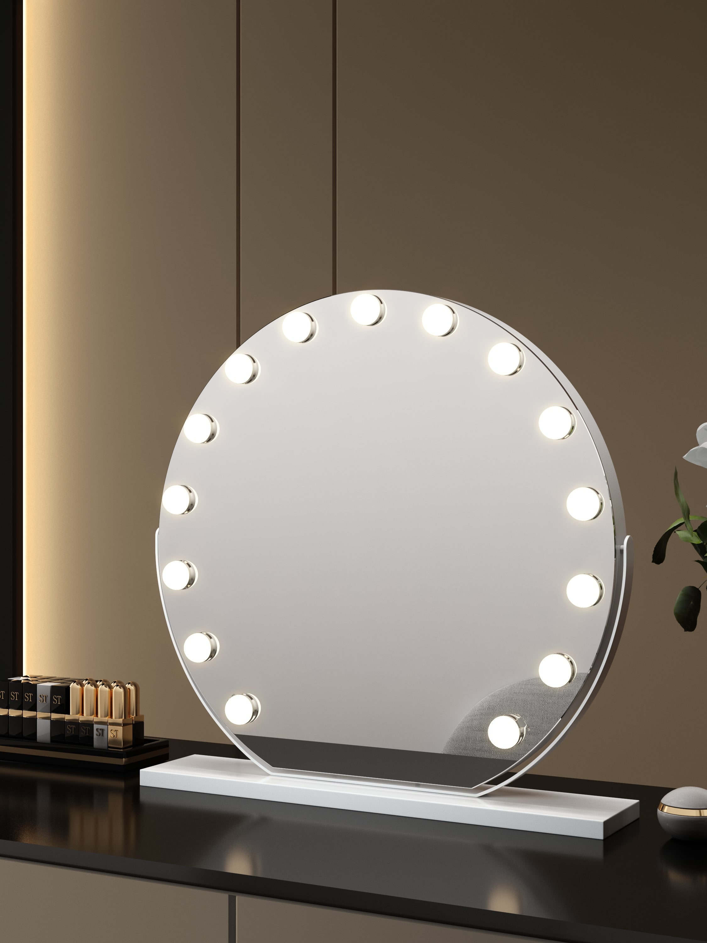 Lights for round on sale vanity mirror