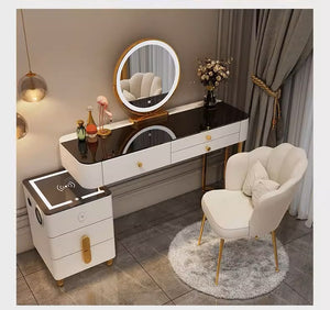 'ANNALISE' Vanity Dressing Table with LED Makeup Mirror and Chair