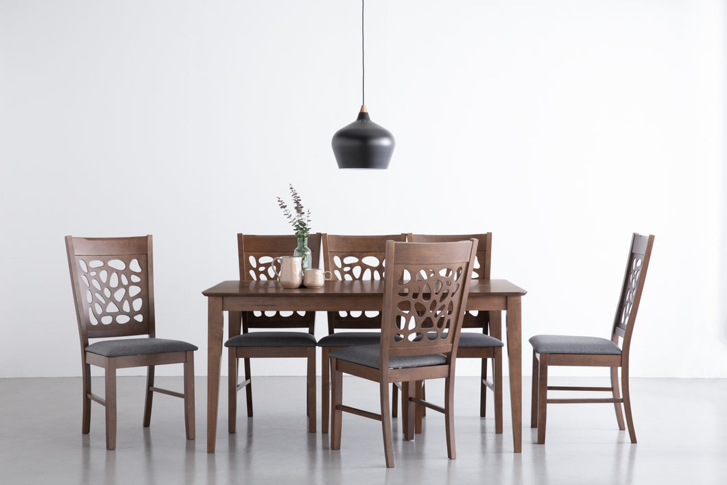 'ALLEGRO' Dining Table + 6x 'ASBEL' Dining Chair - Cocoa