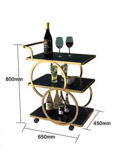 'CATALINA' Rolling 3-Tier Bar Cart on Wheels Serving Food & Drink Trolley