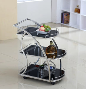 'KALIVA' Rolling 3-Tier Bar Cart on Wheels Serving Food & Drink Trolley