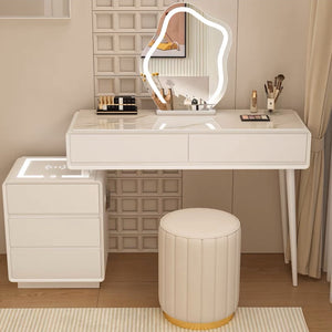 'PANNA' Vanity Dressing Table with LED Makeup Mirror and Chair