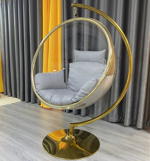 SPACE BUBBLE Hanging Egg Swing Chair Leisure Modern Accent Chair Gold Stand