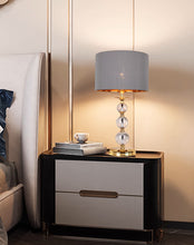 'BELLISSIMO' Crystal Base Grey Shade Dimmable Table Lamp