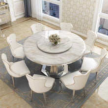 'HEAVENA' Stainless Steel Base Round Marble Dining Table