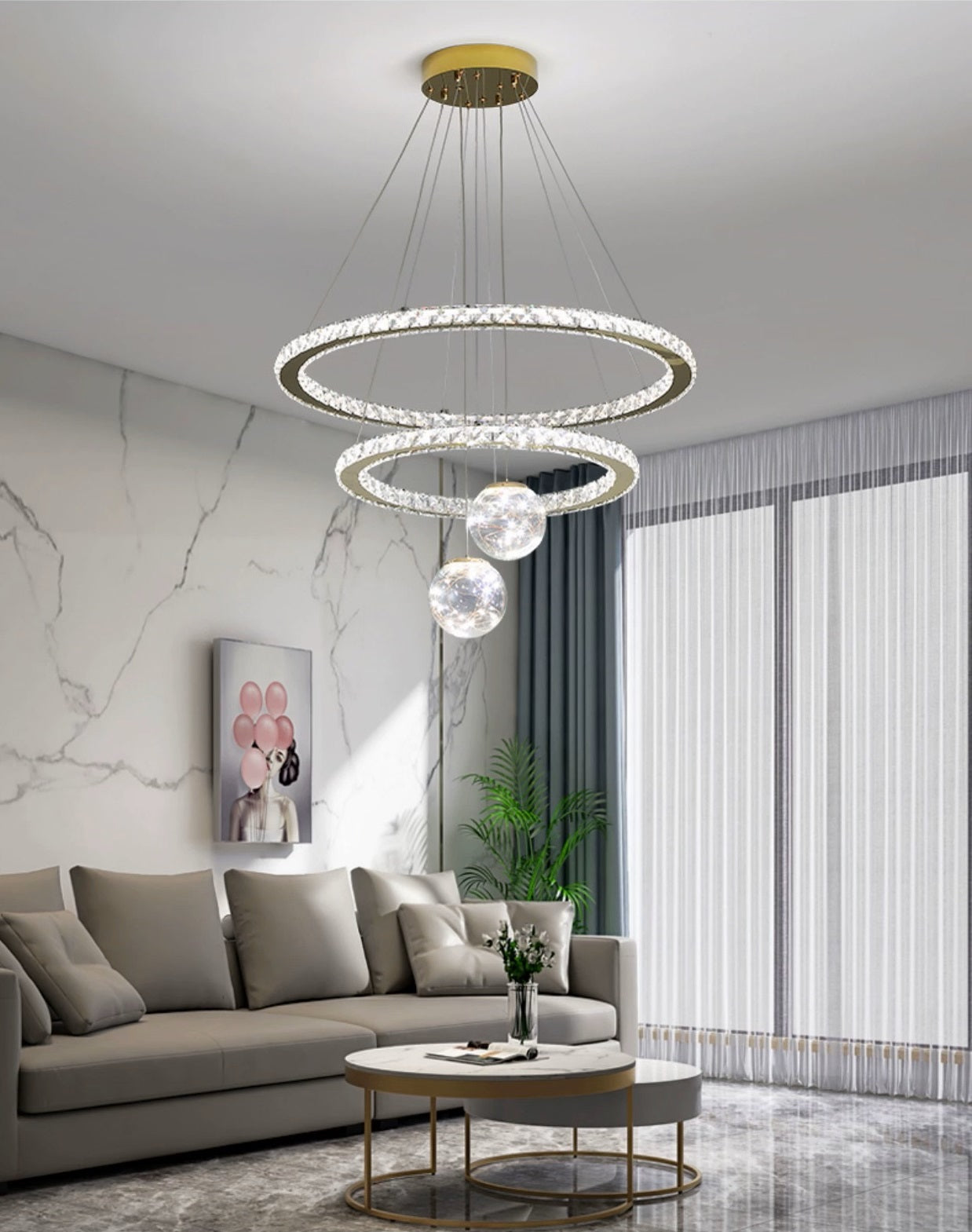 Sleek Sophistication: Modern Stainless Steel Rings LED Chandelier Lights