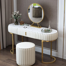 'BIANCA' Marble Vanity Dressing Table with LED Makeup Mirror and Stool - Cream