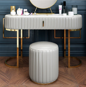 'BIANCA' Marble Vanity Dressing Table with LED Makeup Mirror and Stool - Grey