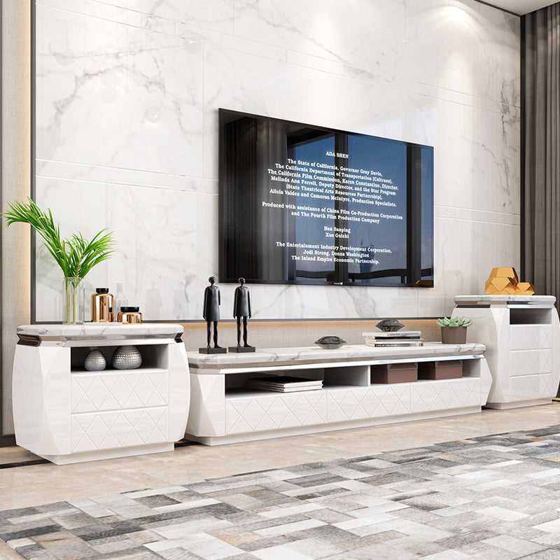 'DOVE' High Gloss Marble Top TV Entertainment Unit