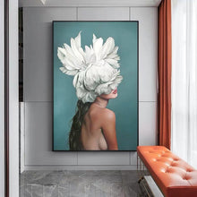 'GIRL IN FEATHER HAT' Black Frame Canvas Wall Art