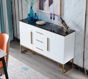 'FELICIA' High Gloss Buffet with Marble Top