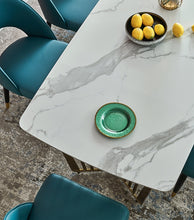'JESSICA' Gold Stainless Steel Base Marble Dining Table