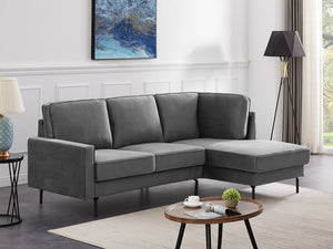 'JESSICA' RHF Chaise Modular Sofa Velvet Fabric