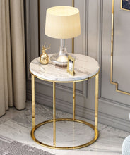 'MARISSA' Gold Stainless Steel Base Marble Lamp Side Table