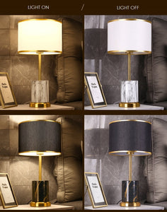 'MARMO' Imitation Marble Gold Base Dimmable Table Lamp