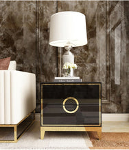 'ANELLO' High Gloss Gold Trim Bedside Table