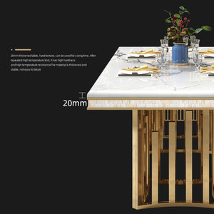 'RADIANCE' Gold Stainless Steel Base Marble Dining Table