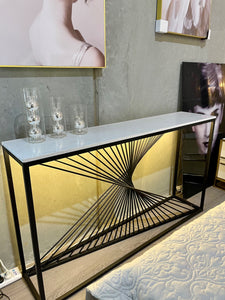 'RAIDEN' Marble Console Hallway Table with LED Light