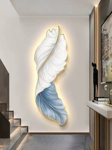 ‘PIUMA’ Feather Crystal Porcelain 3D Painting LED Lighting Wall Art