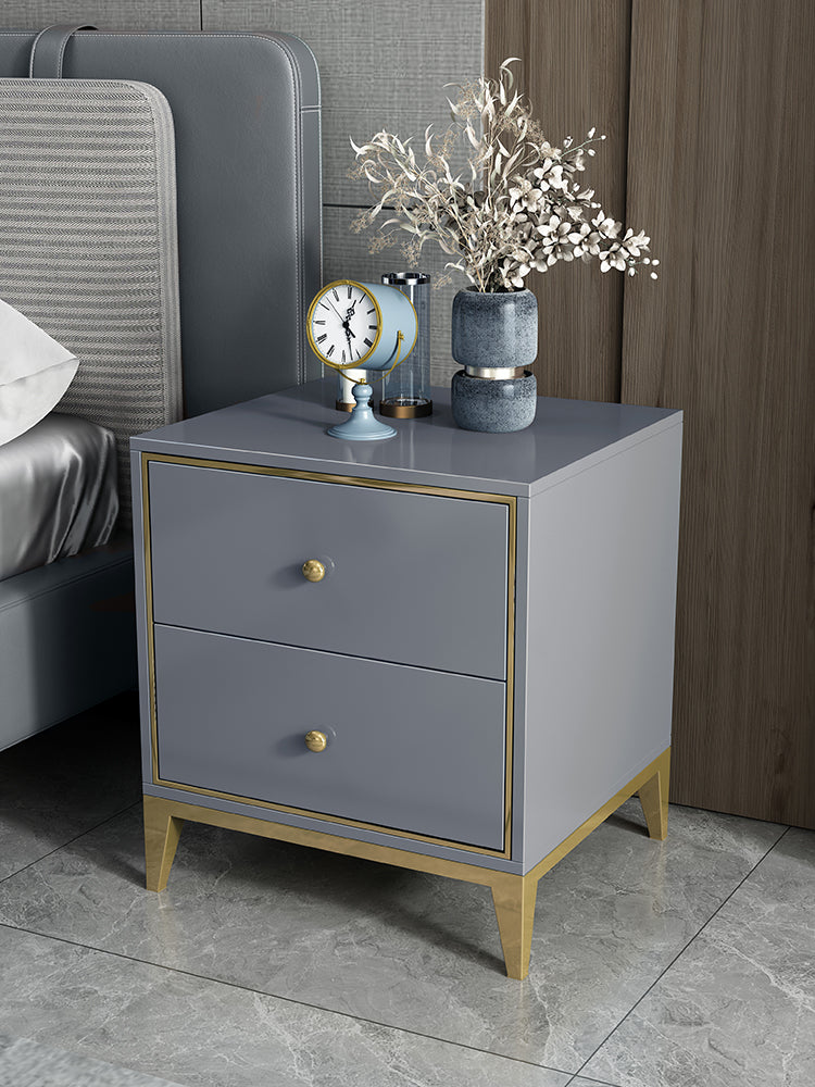 'VANSE' High Gloss Gold Trim Bedside Table
