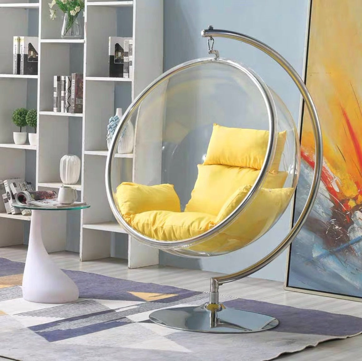 Glass swing outlet chair